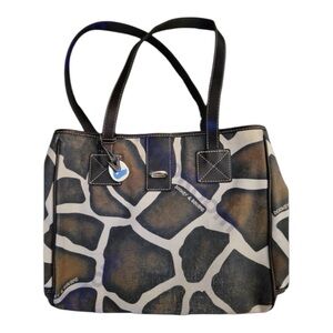 Dooney & Bourke Vintage Canvas & Leather Giraffe Print Satchel Safari Collection